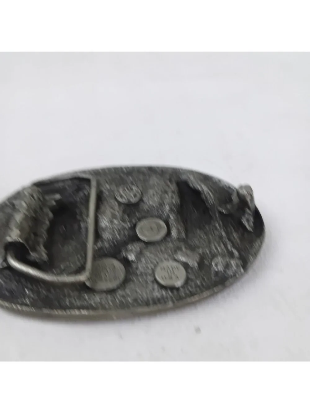 Vintage Bergamot Brass Works Belt Buckle Native Americans 1984 USA Enamel Pewter